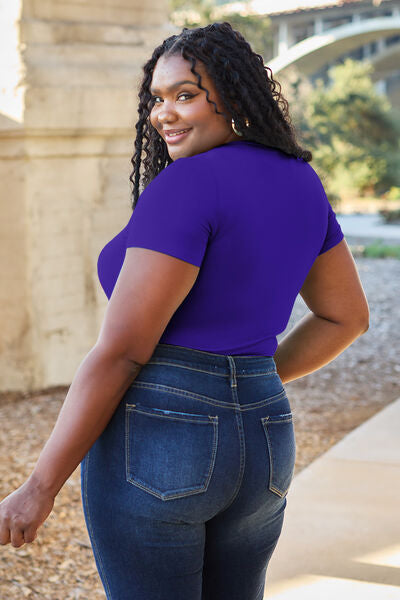 Basic Bae Full Size Round Neck Short Sleeve Bodysuit *