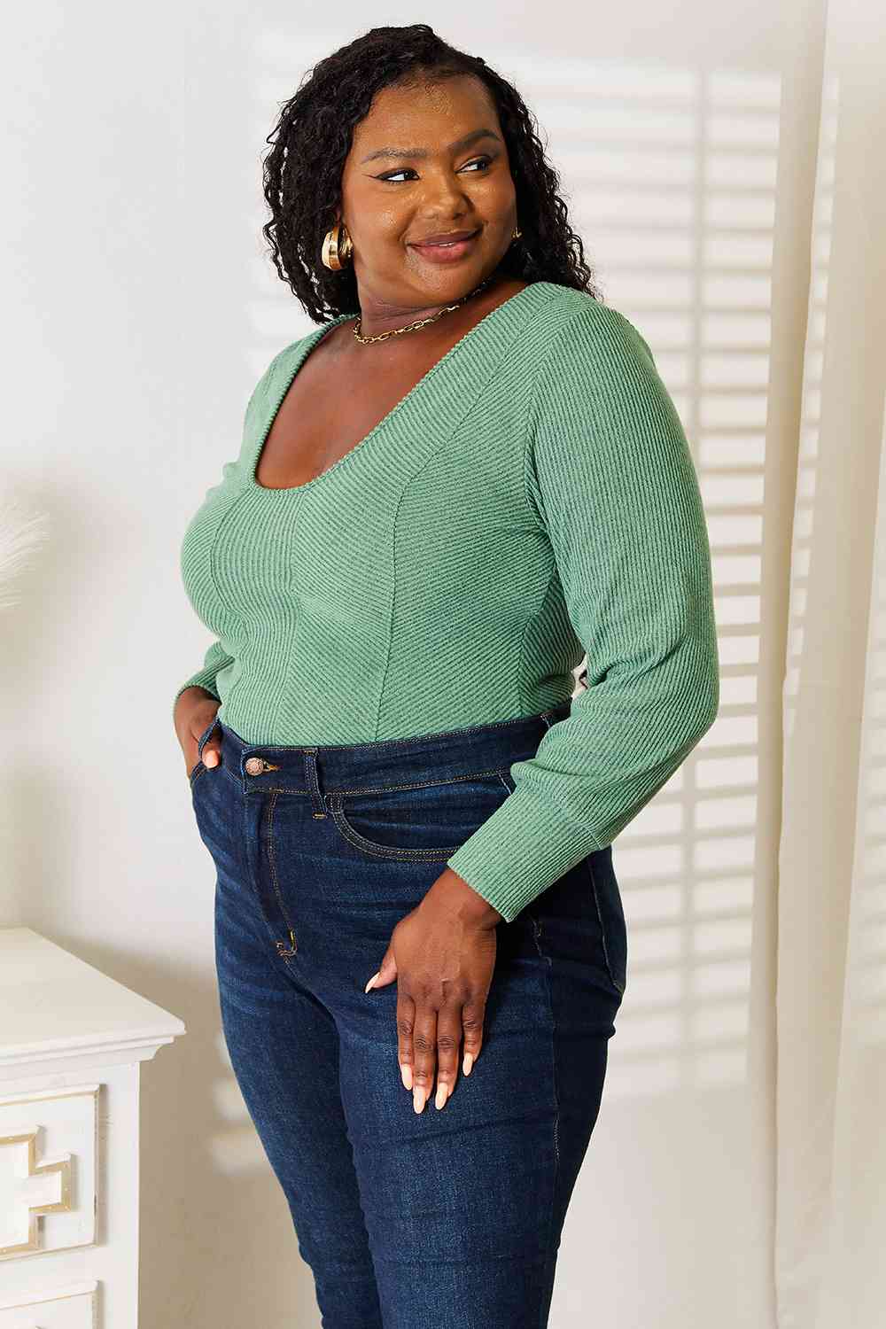 Basic Bae Scoop Neck Long Sleeve Top *