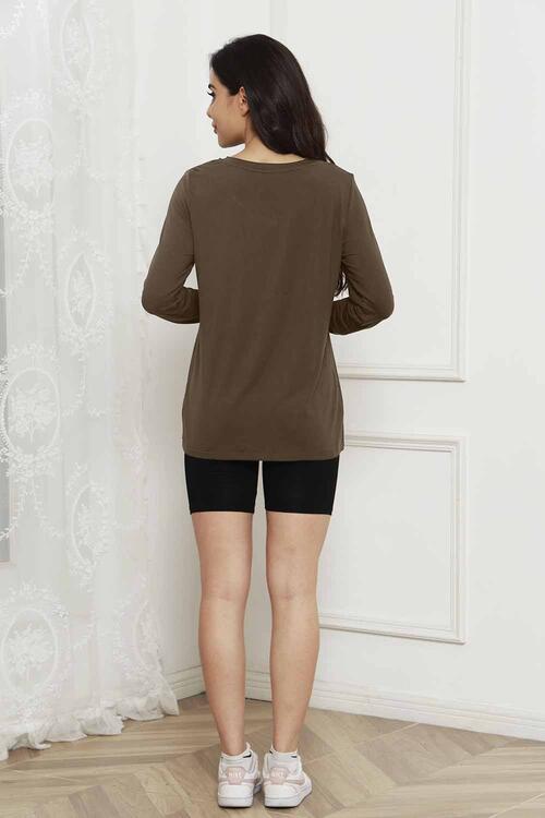 Basic Bae Full Size Round Neck Long Sleeve Top *