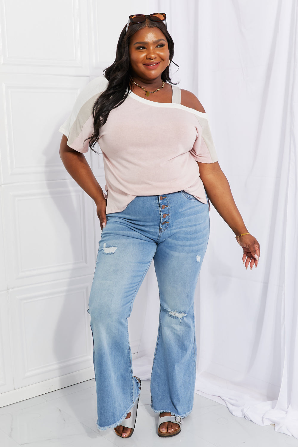 Andree by Unit Full Size Something Simple Cold Shoulder Tee *