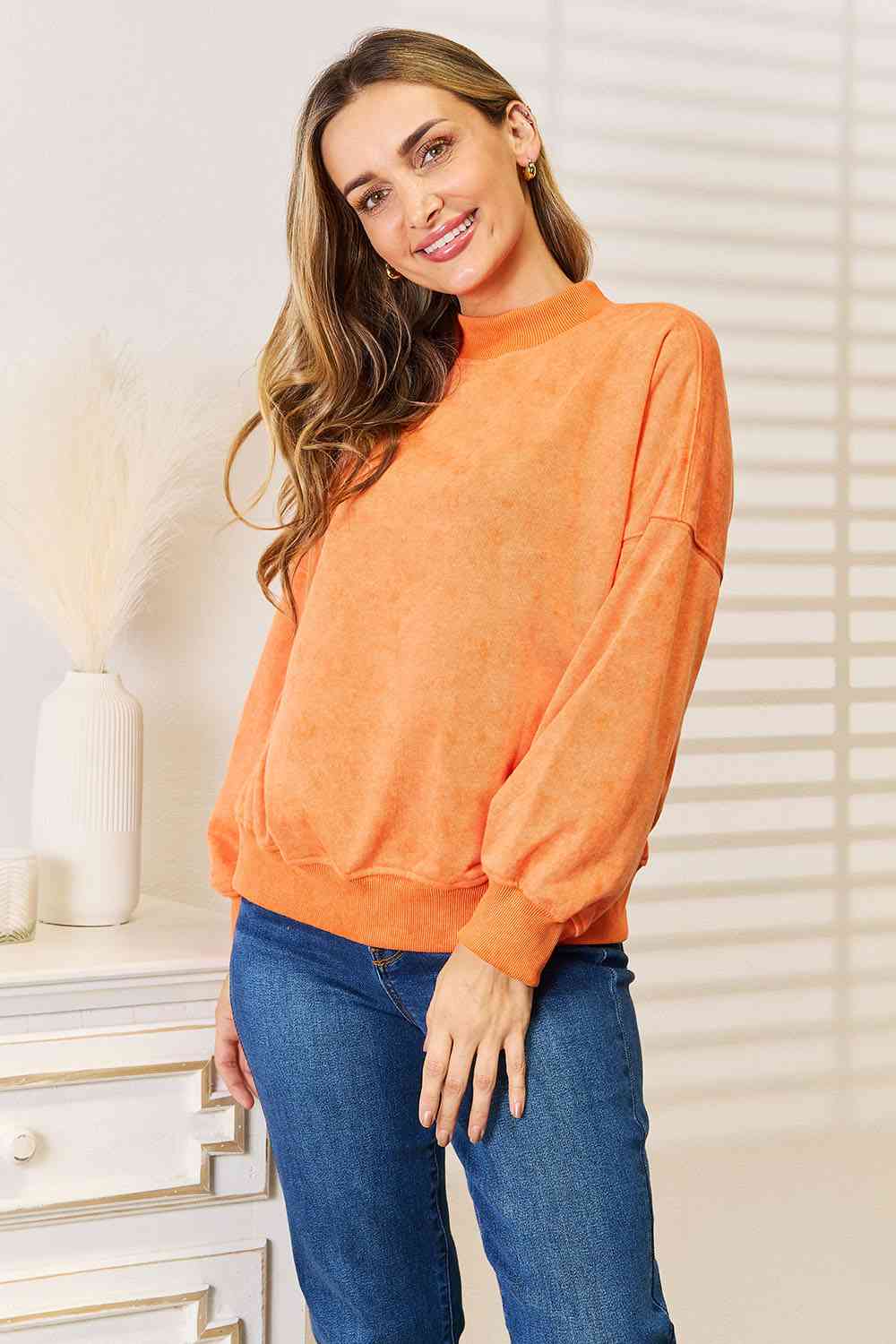Basic Bae Round Neck Dropped Shoulder Sweatshirt *