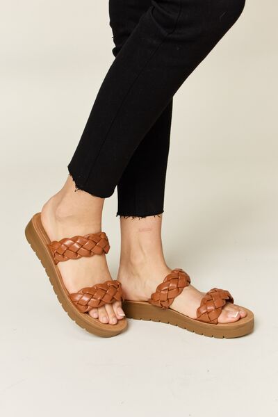 WILD DIVA Woven Dual Band Platform Sandals *