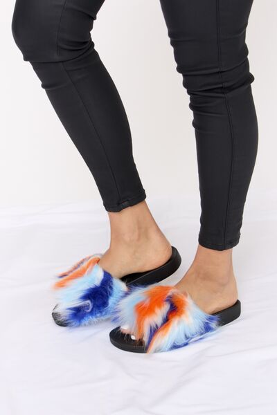 Forever Link Blue Multi Plush Open-Toe Sandals *
