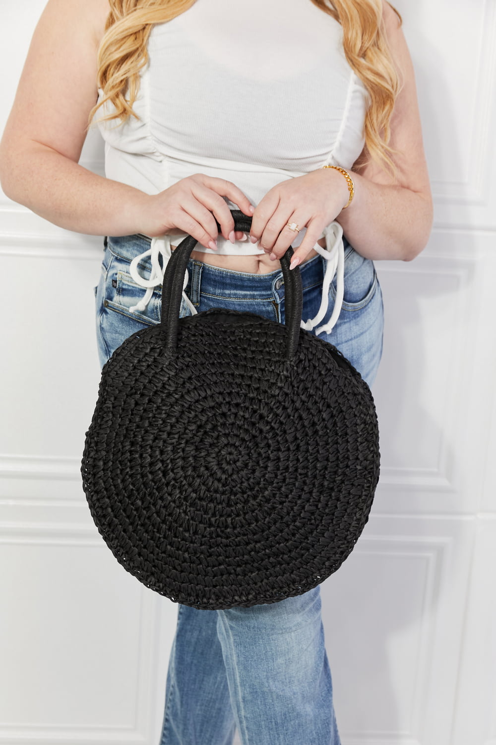 Justin Taylor Beach Date Straw Rattan Handbag *