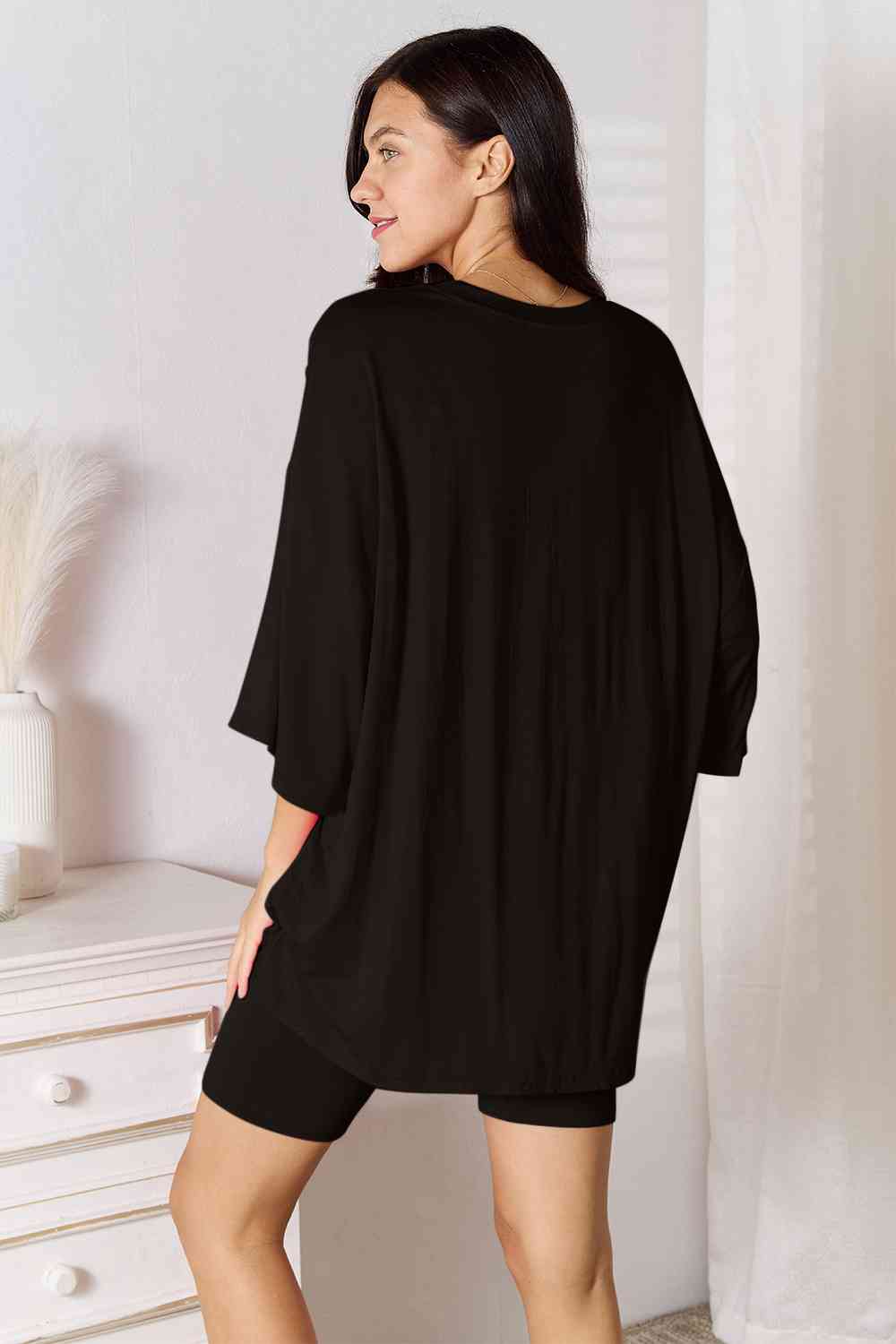 Basic Bae Full Size Soft Rayon Three-Quarter Sleeve Top and Shorts Set *