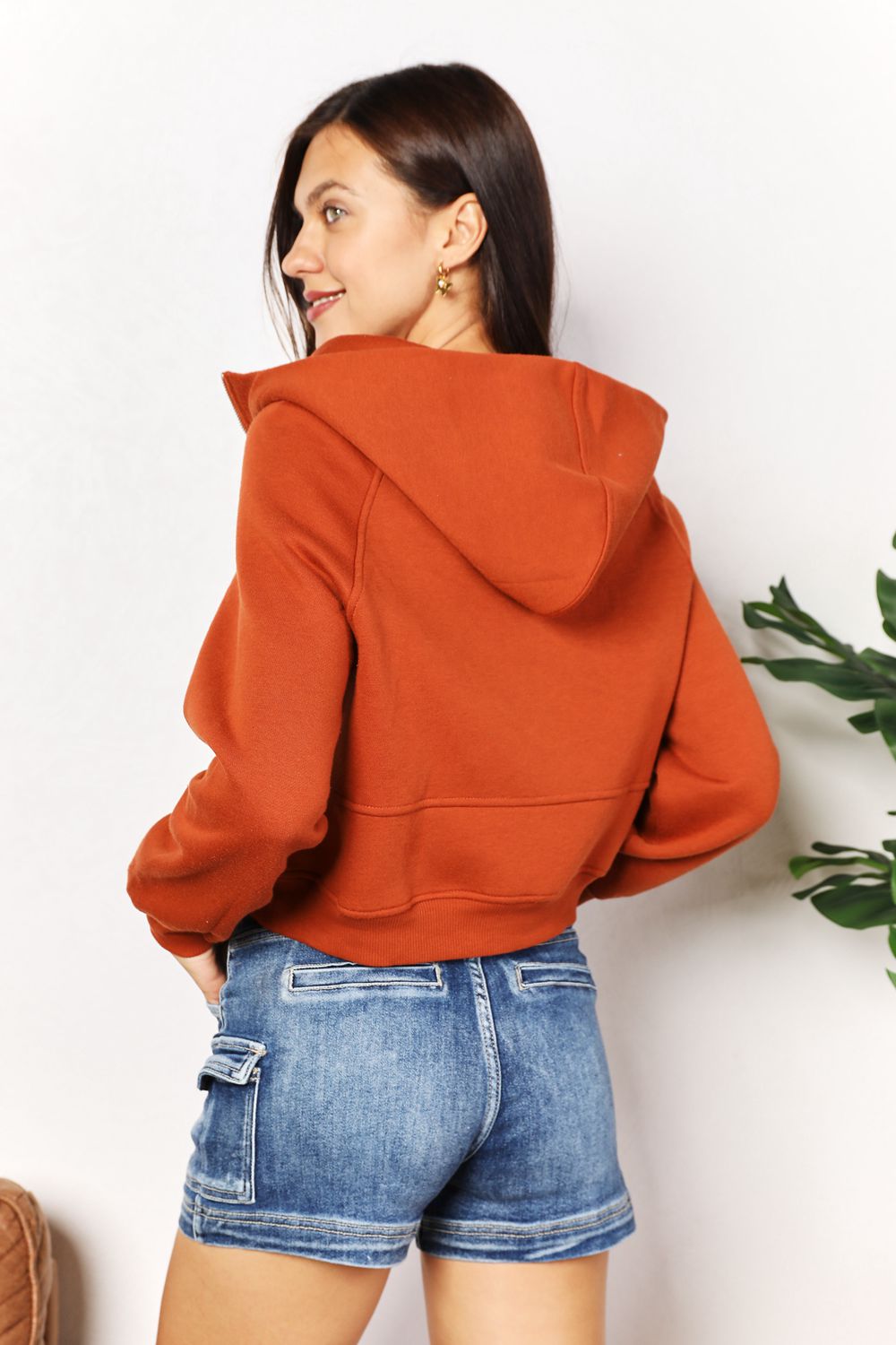 Double Take Half-Zip Long Sleeve Hoodie *