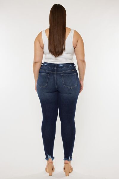 Kancan Full Size Cat's Whiskers Raw Hem High Waist Jeans *
