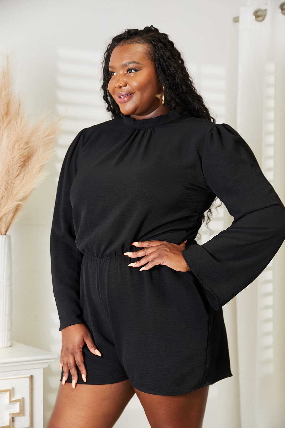 Culture Code Full Size Open Back Romper with Pockets *