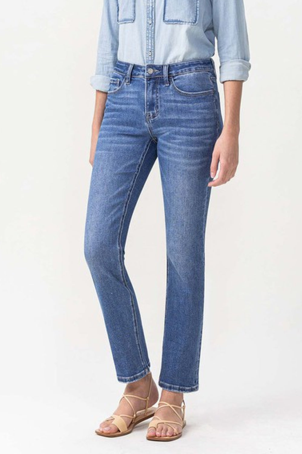 Lovervet Full Size Maggie Midrise Slim Ankle Straight Jeans *