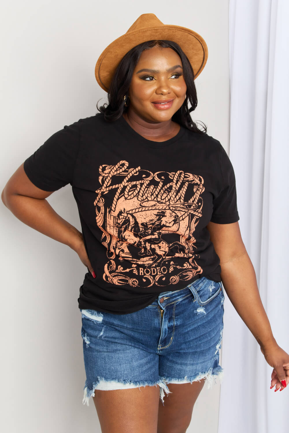 mineB Full Size Graphic Round Neck Tee *