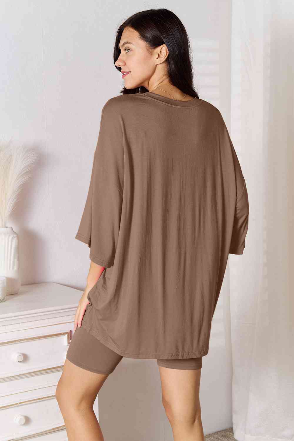 Basic Bae Full Size Soft Rayon Three-Quarter Sleeve Top and Shorts Set *