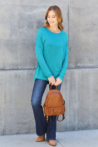 Basic Bae Full Size Round Neck Dropped Shoulder T-Shirt *