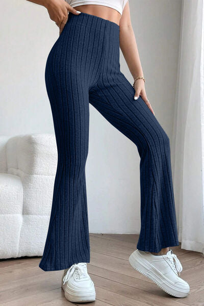 Basic Bae Full Size Ribbed High Waist Flare Pants *