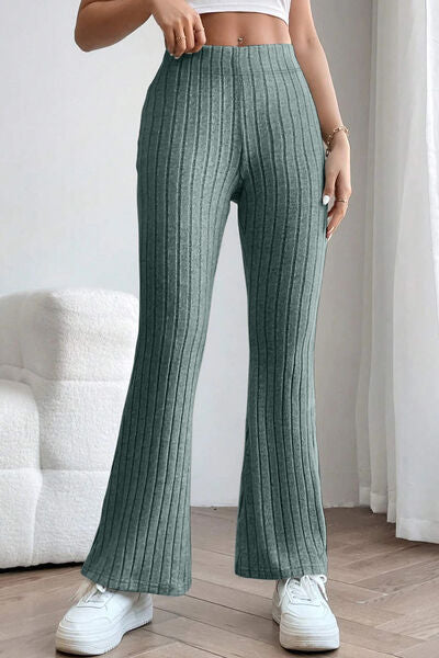 Basic Bae Full Size Ribbed High Waist Flare Pants *