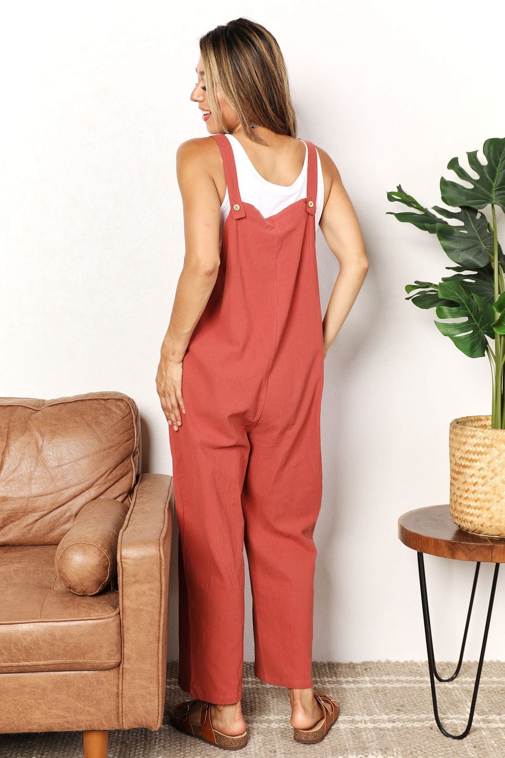 Double Take Wide Leg Overalls with Front Pockets *