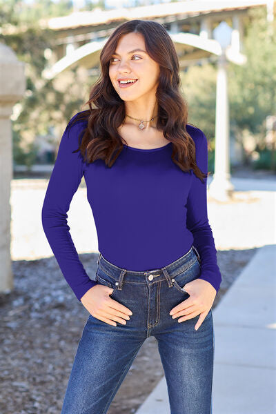 Basic Bae Full Size Round Neck Long Sleeve Bodysuit *
