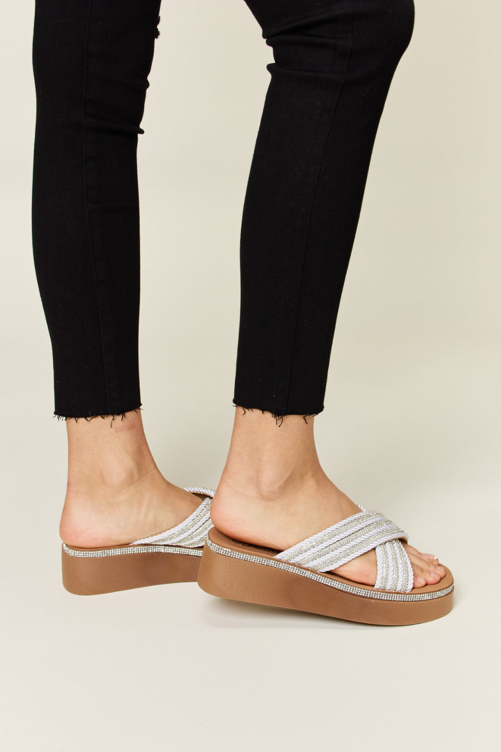 Forever Link Rhinestone Platform Wedge Sandals *