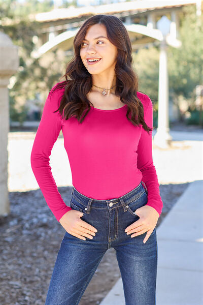 Basic Bae Full Size Round Neck Long Sleeve Bodysuit *