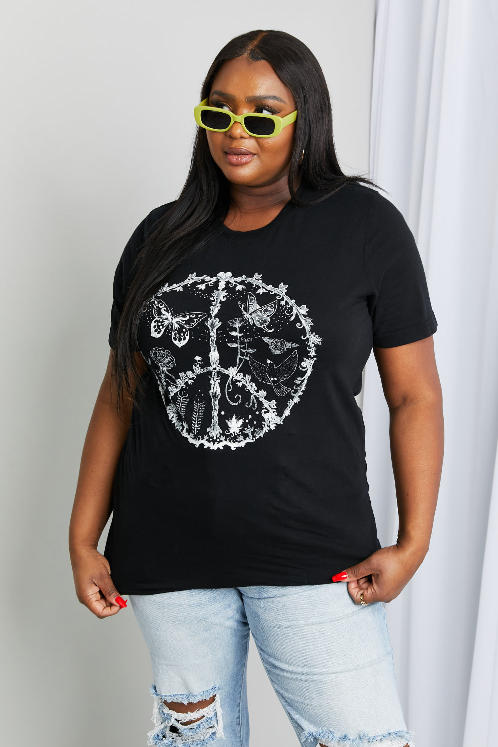 mineB Full Size Butterfly Graphic Tee Shirt *