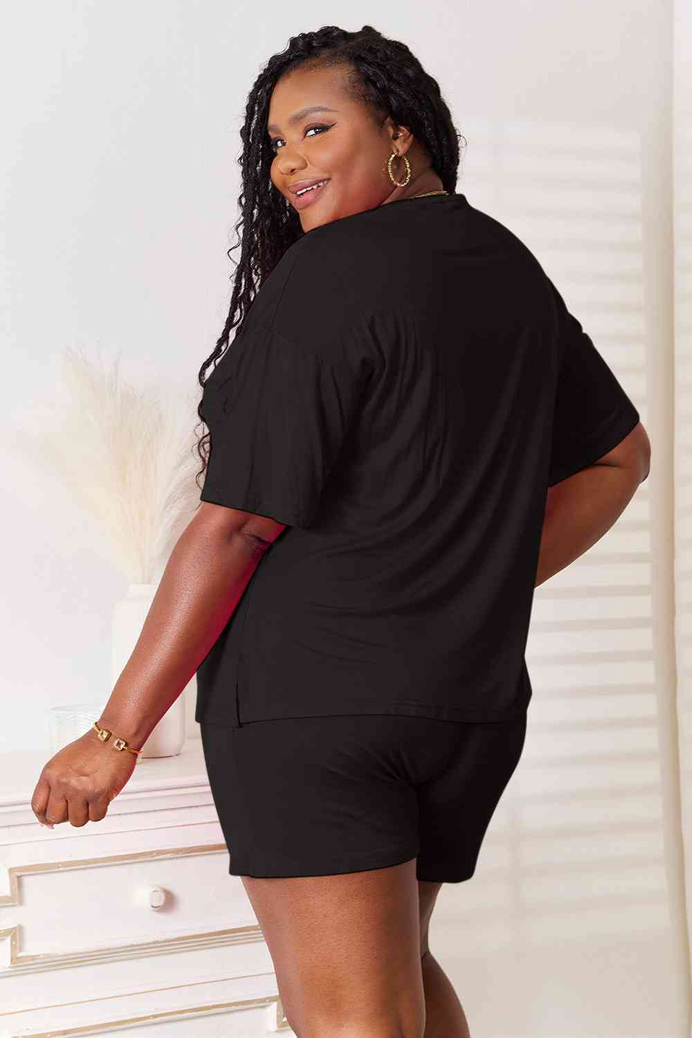 Basic Bae Full Size Soft Rayon Half Sleeve Top and Shorts Set *