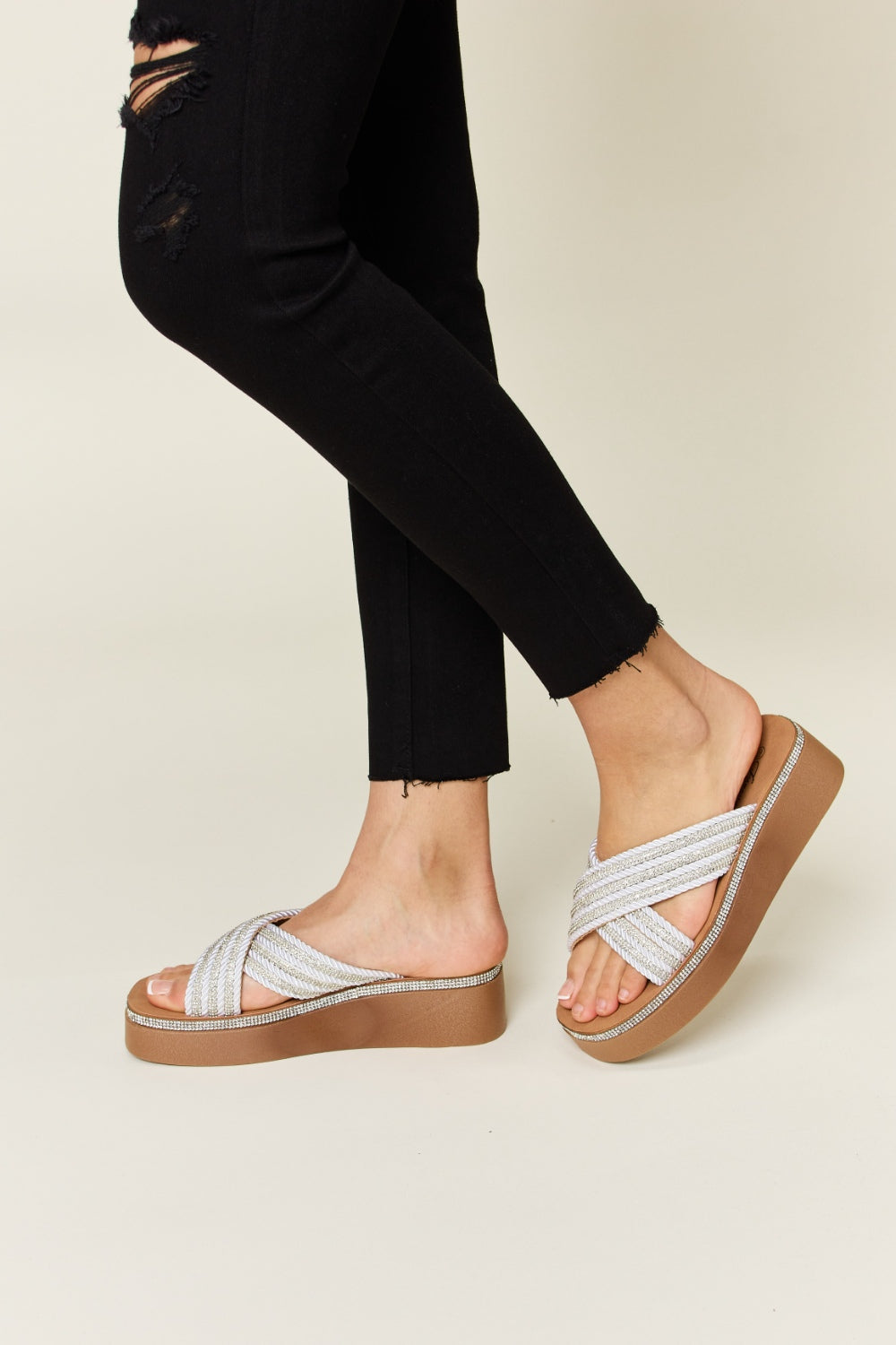 Forever Link Rhinestone Platform Wedge Sandals *