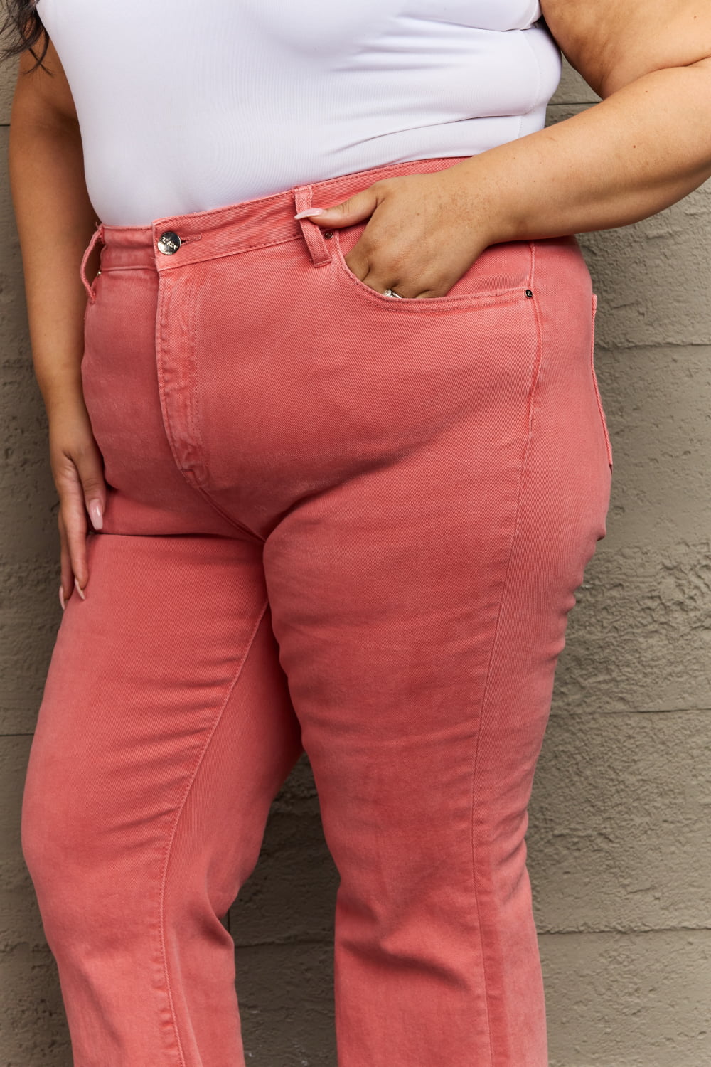 RISEN Bailey Full Size High Waist Side Slit Flare Jeans *