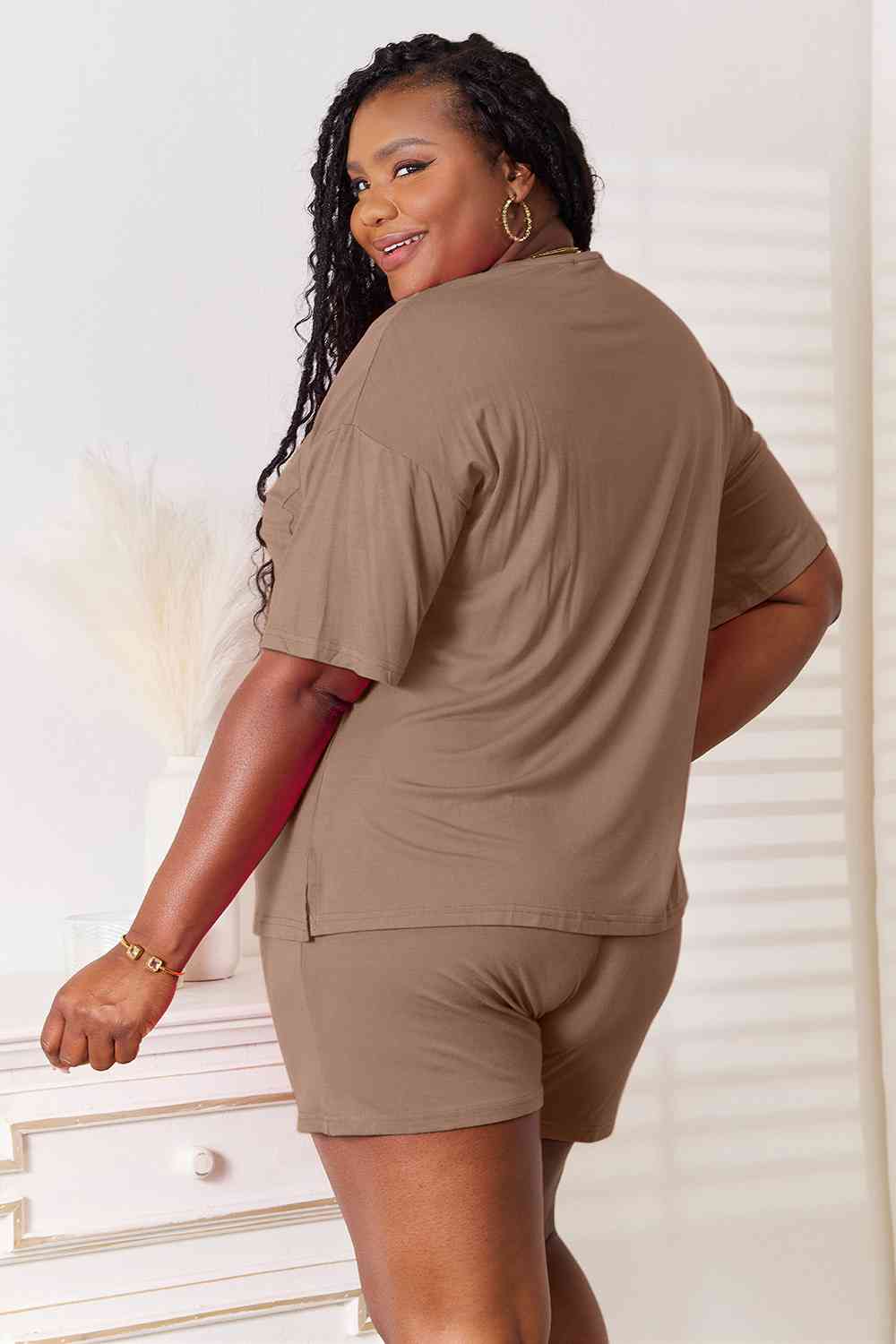 Basic Bae Full Size Soft Rayon Half Sleeve Top and Shorts Set *