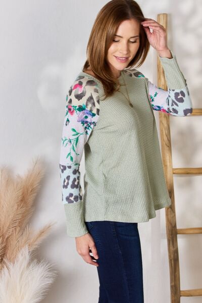 Hailey & Co Full Size Printed Round Neck Blouse *