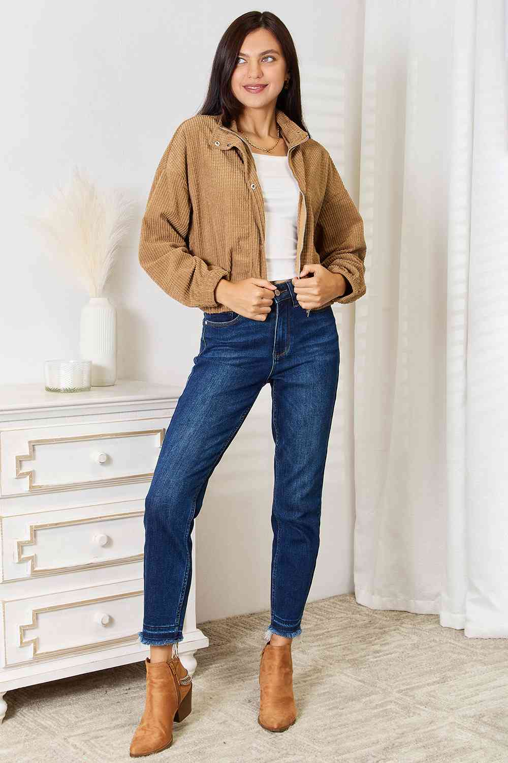 Double Take Long Sleeve Dropped Shoulder Jacket *