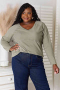 Culture Code Full Size V-Neck Long Sleeve T-Shirt *