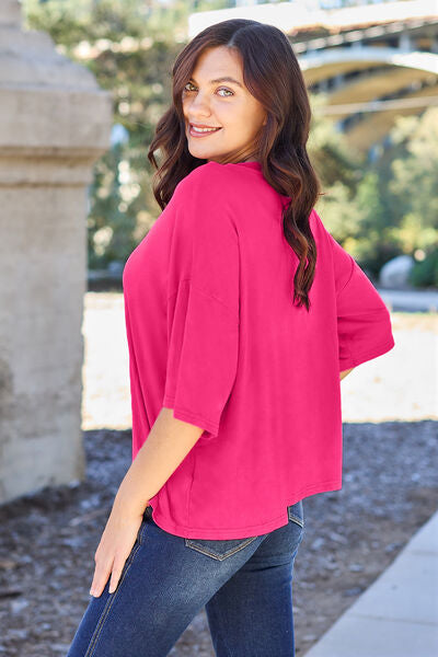 Basic Bae Full Size Round Neck Drop Shoulder T-Shirt *