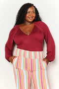 Culture Code Wine Full Size V-Neck Bodysuit *