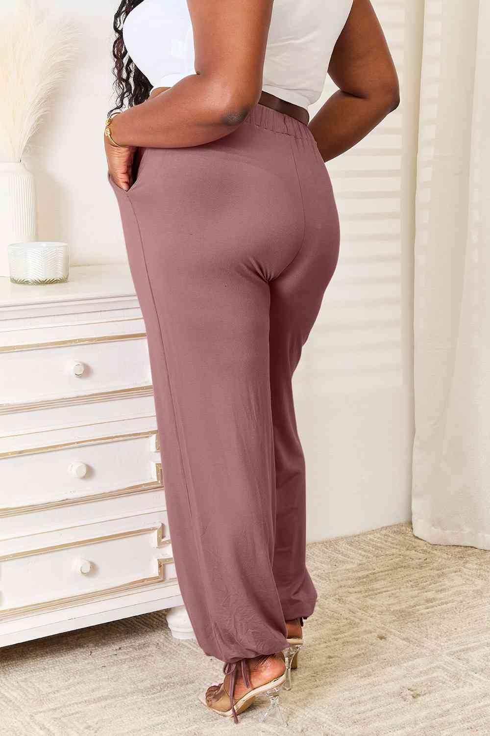 Basic Bae Full Size Soft Rayon Drawstring Waist Pants with Pockets *