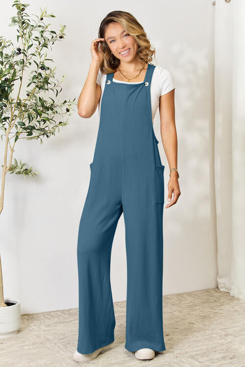 Double Take Full Size Wide Strap Overall with Pockets *