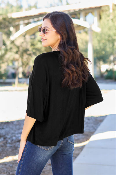 Basic Bae Full Size Round Neck Drop Shoulder T-Shirt *