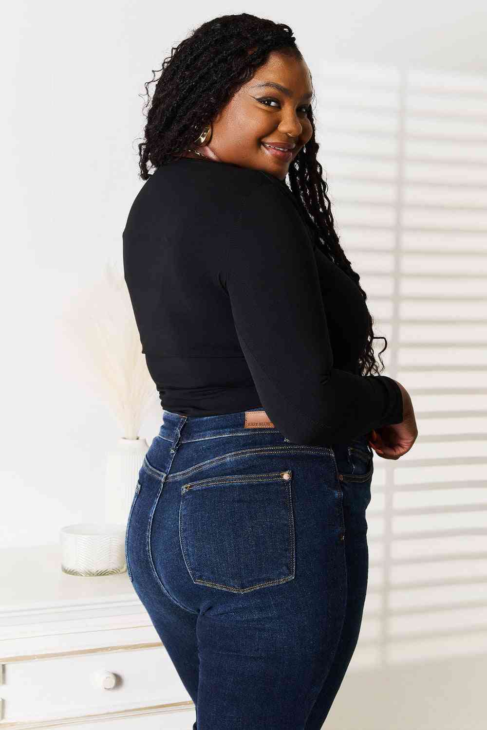 Basic Bae Asymmetrical Neck Long Sleeve Top *