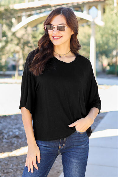 Basic Bae Full Size Round Neck Drop Shoulder T-Shirt *