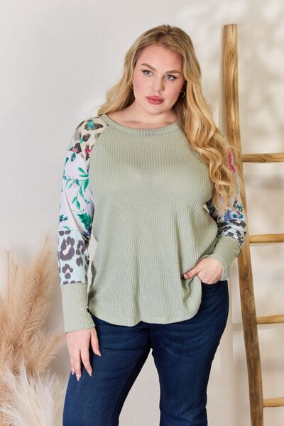 Hailey & Co Full Size Printed Round Neck Blouse *