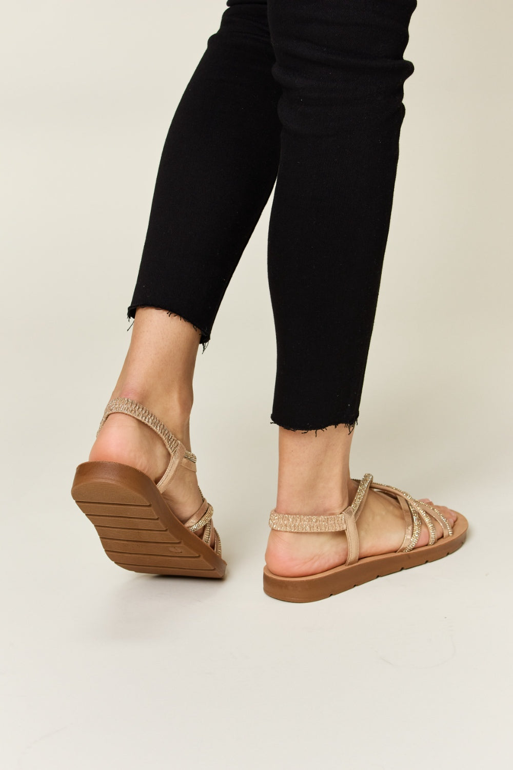 Forever Link Rhinestone Crisscross Flat Sandals *