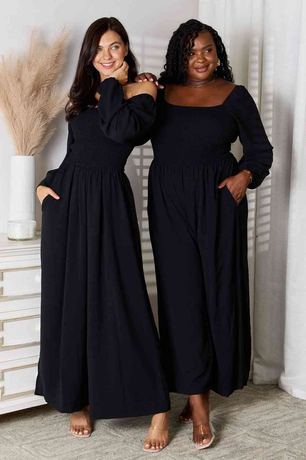 Double Take Square Neck Jumpsuit with Pockets *