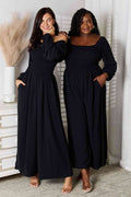 Double Take Square Neck Jumpsuit with Pockets *