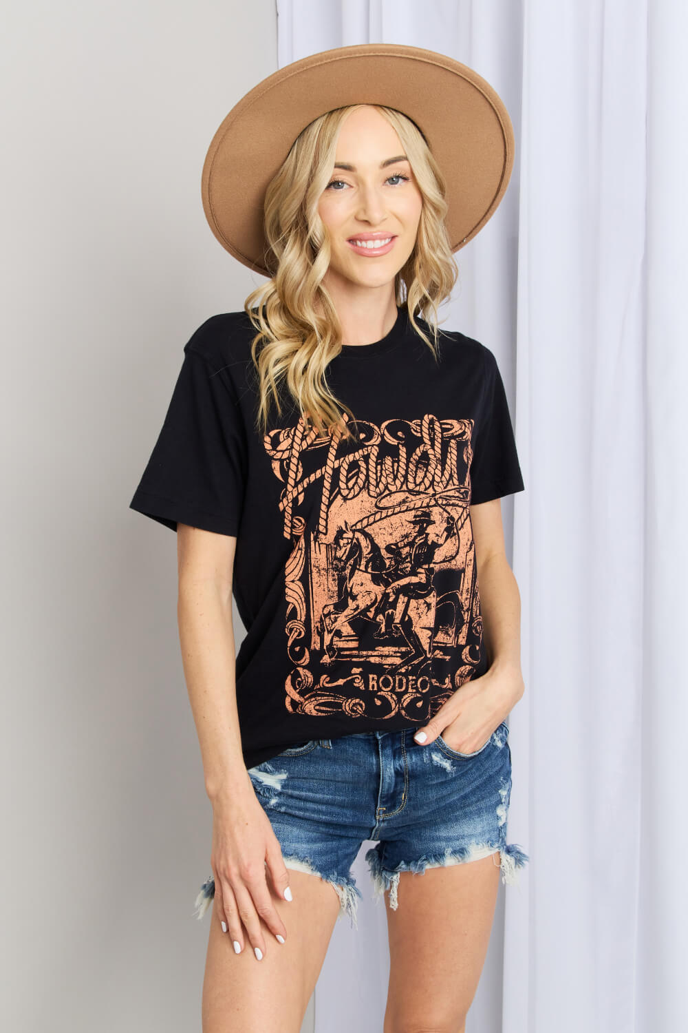 mineB Full Size Graphic Round Neck Tee *