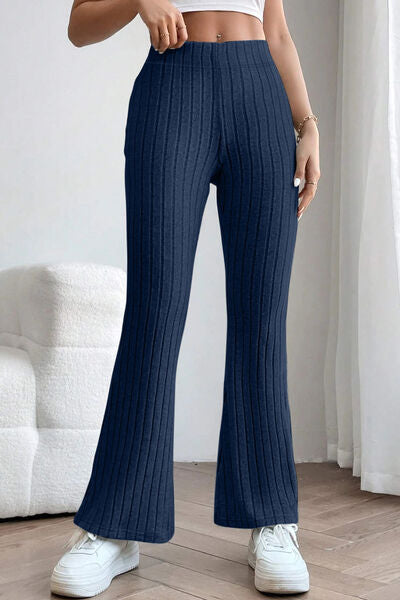 Basic Bae Full Size Ribbed High Waist Flare Pants *