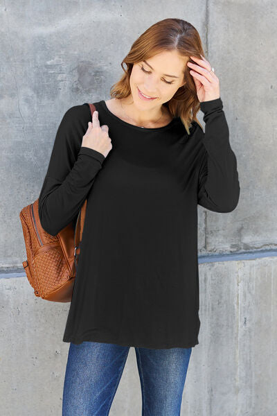 Basic Bae Full Size Round Neck Dropped Shoulder T-Shirt *