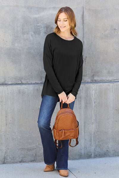 Basic Bae Full Size Round Neck Dropped Shoulder T-Shirt *