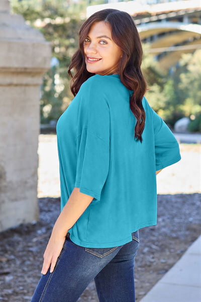 Basic Bae Full Size Round Neck Drop Shoulder T-Shirt *