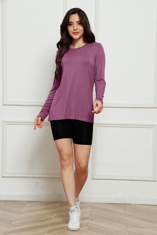 Basic Bae Full Size Round Neck Long Sleeve Top *