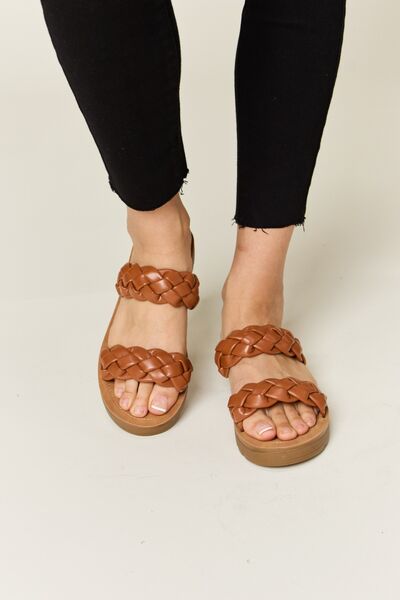 WILD DIVA Woven Dual Band Platform Sandals *