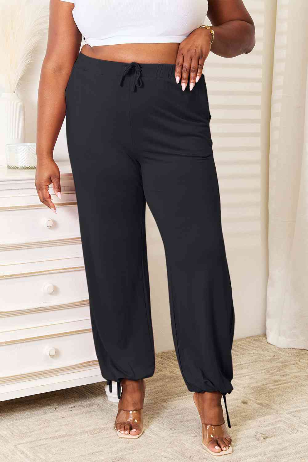 Basic Bae Full Size Soft Rayon Drawstring Waist Pants with Pockets *