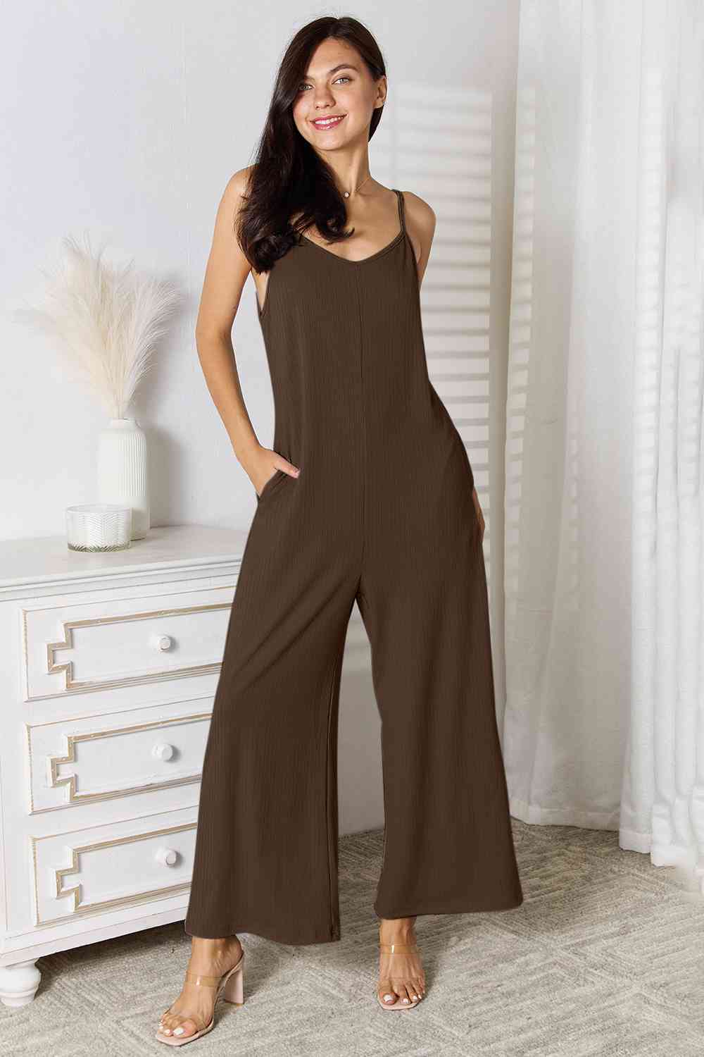 Basic Bae Full Size Spaghetti Strap V-Neck Jumpsuit *